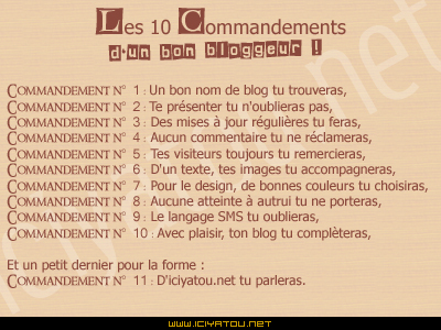 Les 10 commandements Made in iciyatou !